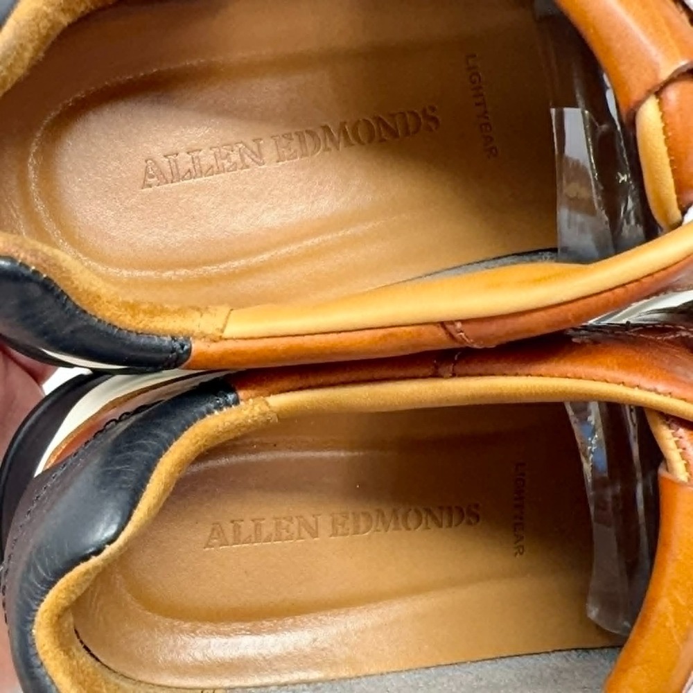 Allen Edmonds Port Washington Leather Sneakers Mens 9 D Brown Pantina USA Shoe - Picture 10 of 12